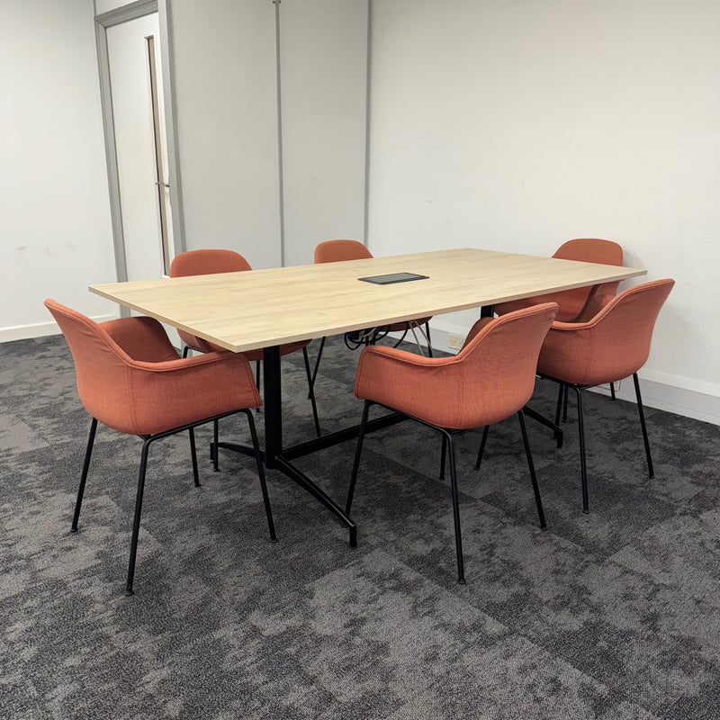 Used Meeting Table Set with 6 Chairs and Power