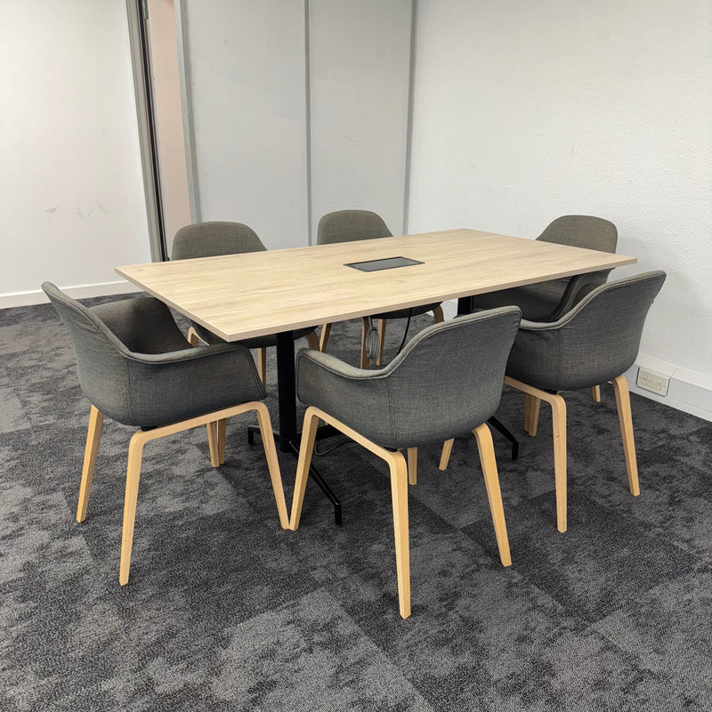 Used Meeting Table Set with Power and Six Chairs