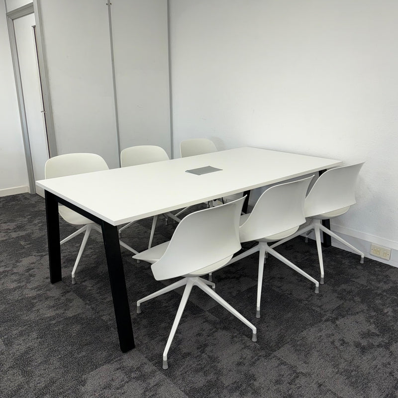 Used White Meeting Table with Humanscale Chairs