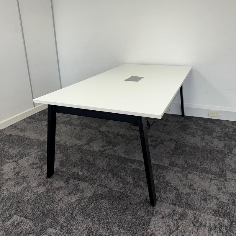 Used White Meeting Table with Central Power