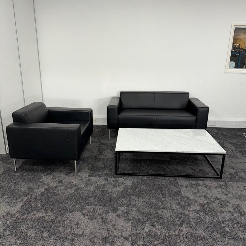 Used Reception Set with 2 Sofas and Marble Coffee Table