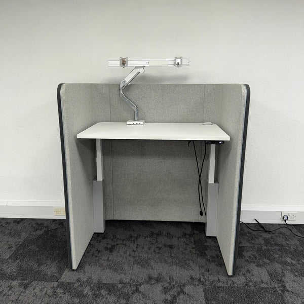 OCEE Design Den 1 Sit Stand Booth with Humanscale Monitor Arm