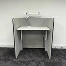 OCEE Design Den 1 Sit Stand Booth with Humanscale Monitor Arm