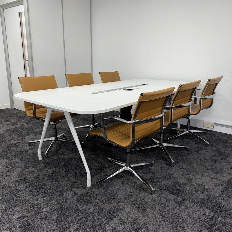 Used Herman Miller Meeting Table with ICF Una Leather Meeting Chairs