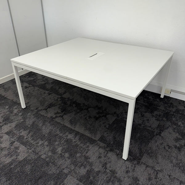 Used White Meeting Table with Central Porthole