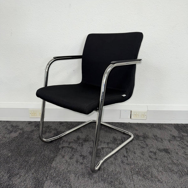 Used Rim Branded Black Fabric Meeting Chairs