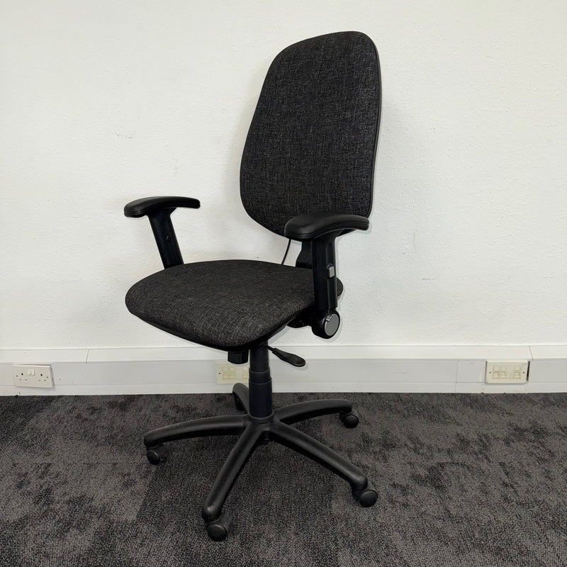 Used Multi Functional Task Chair with Lumbar Pump and Foldaway Arms