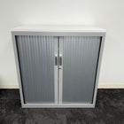 Used Steel Tambour Storage Unit with White Top