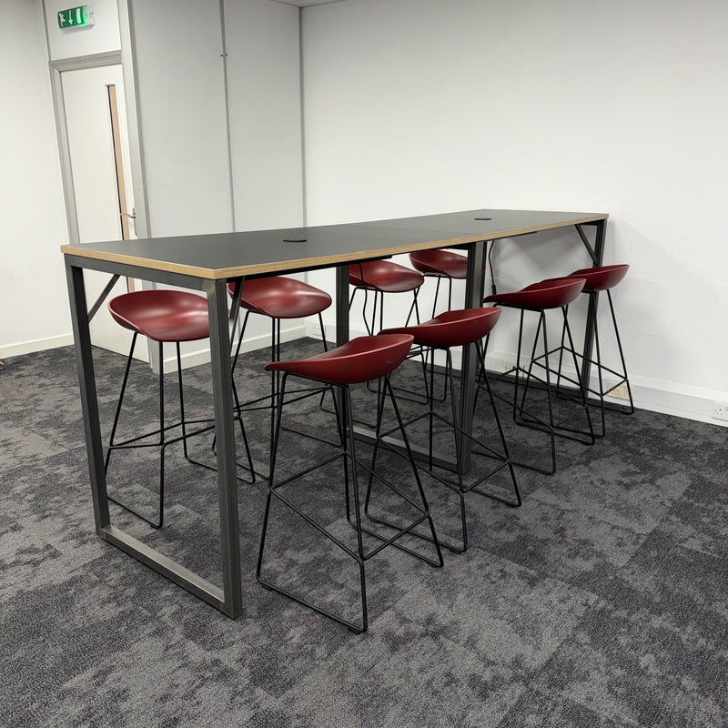Used HAY Branded High Table and Stool Set with Power