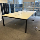 Used White Bench Desk with Cable Tray - Banks of 4,6,8