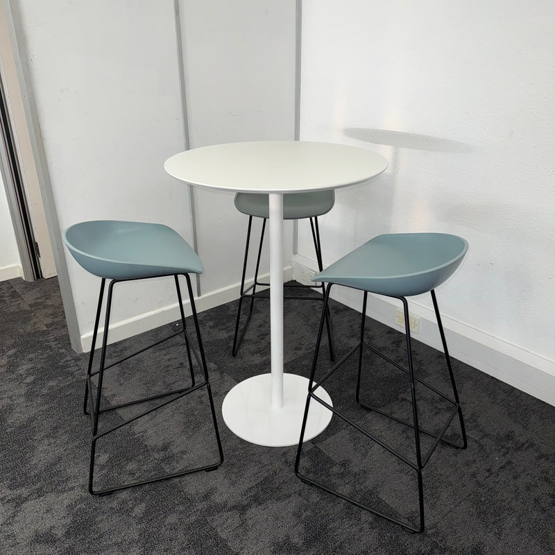 Used Ocee White High Table with HAY Stools