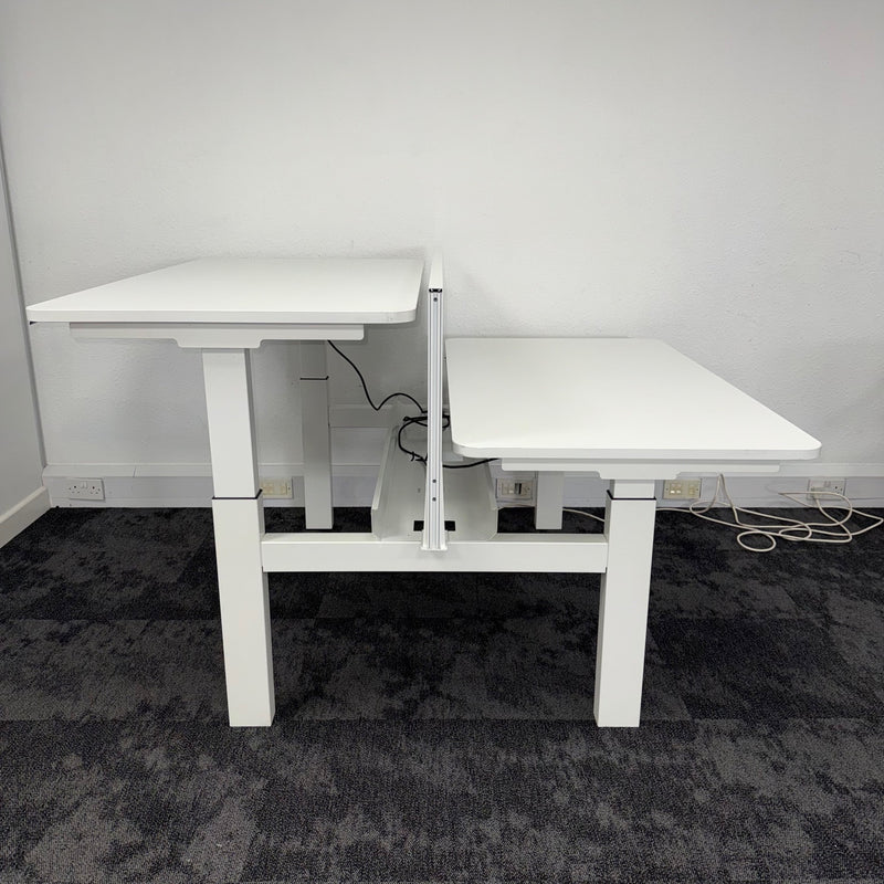 Used Double Electric Desk with Cable Try and Screen