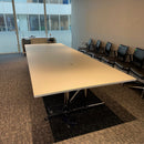 Used ICF Large White Meeting Table Set with 12 Leather Meeting Chairs