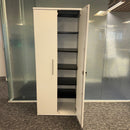 Used Tall White Wooden Storage Cupboard