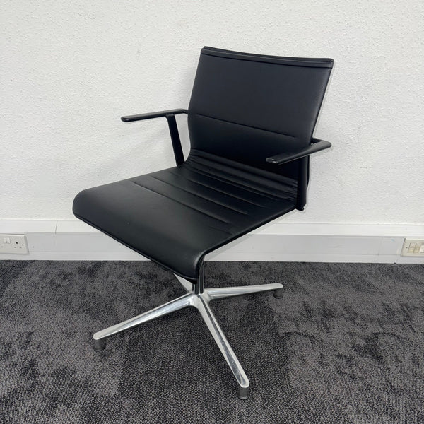 Used ICF Stick Black Leather Swivel Meeting Chair