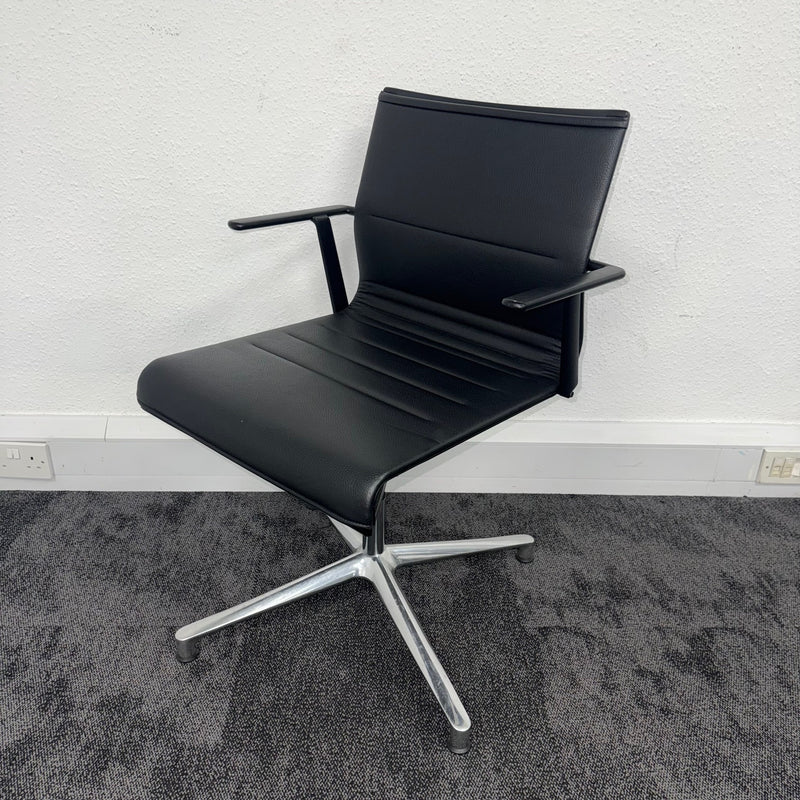 Used ICF Stick Black Leather Swivel Meeting Chair