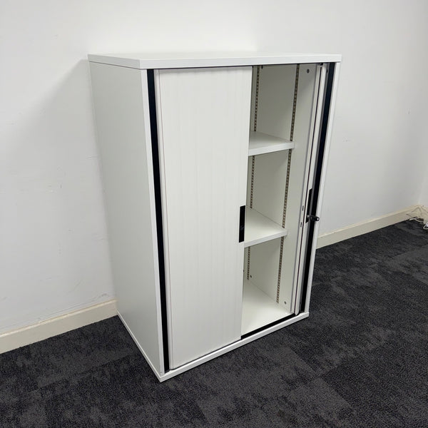 Used White Tambour with 2 Shelves