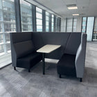 Used 4 Person Black and Grey Booth with White Table
