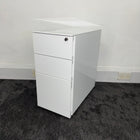 Used White Steel Slimline 3 Draw Mobile Pedestal