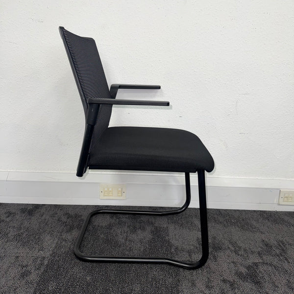 Used White Meeting Table Set with 8 Mesh Chairs