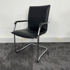 Used White Meeting Table with 6 Faux Leather Meeting Chairs