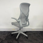 New High Back Mesh Task Chair with Folding Arms - Grey