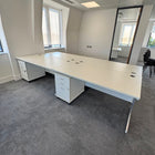 Used White Single Cantilever Desk with 3 Draw Mobile Pedestal
