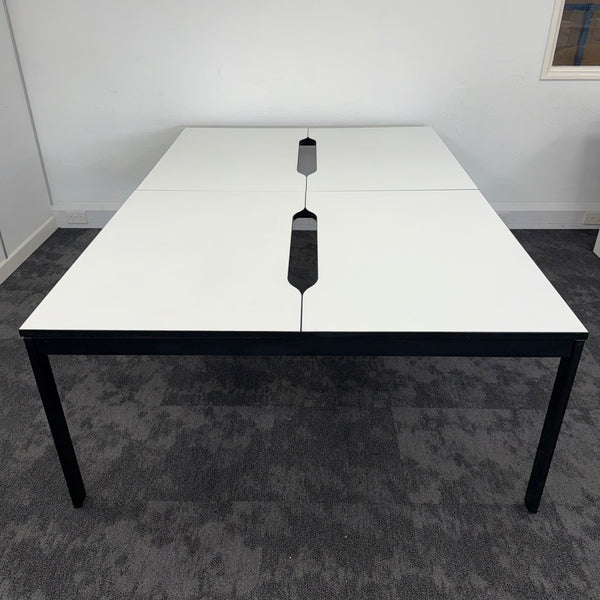 Used White Bench Desk with Cable Tray 1200x800