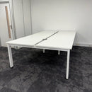 Used Senator Freeway White Bench Desk with Cable Trays