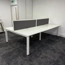 Used Senator Freeway White Bench Desk with Cable Tray and Screen