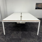 Used Narbutas Nova White Bench Desk with Desktop Power and Cable Tray