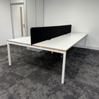 Used Narbutas Nova White Bench Desk with Desktop Power and Cable Tray
