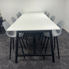 Used White High Table Set with 8 Grey Stools