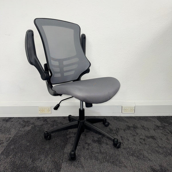Used Grey Mesh Task Chair with Foldaway Arms