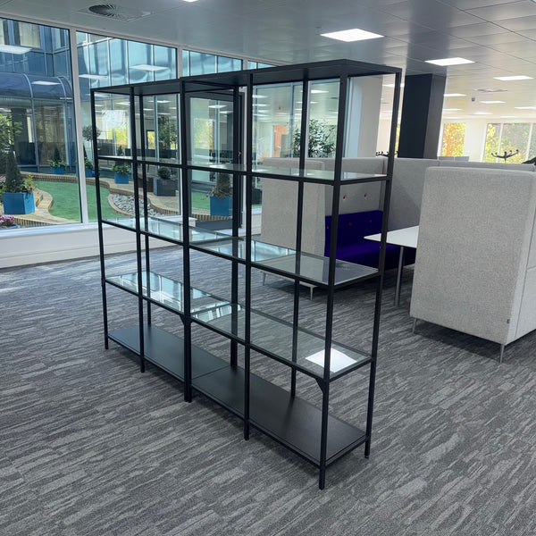 Used Glass Shelved Room Divider/Display Storage