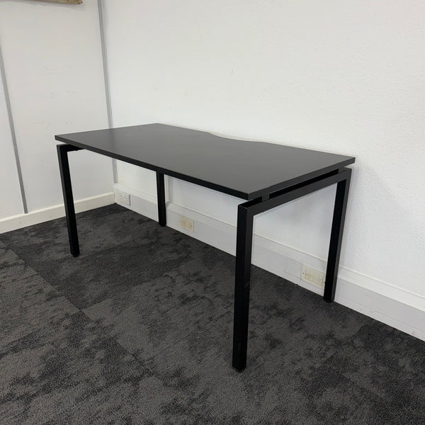 New Black Single Bench Desk - 1400x700