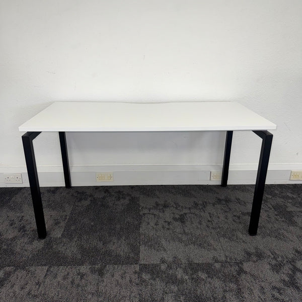 New White Single Bench Desk - 1400x700