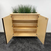 office storage cupboard with embedded planter