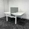 Used Electric Height Adjustable White Bench Desk with Screen and Cable Tray