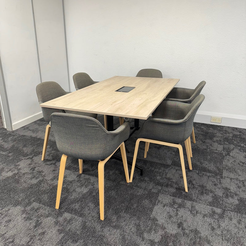 Used Meeting Table Set with Power and Six Chairs