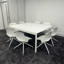 Used White Meeting Table and 8 Humanscale Chairs