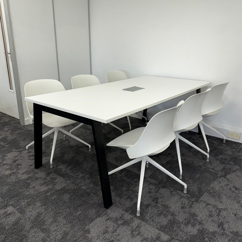 Used White Meeting Table with Humanscale Chairs