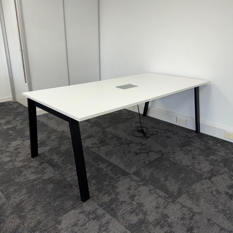 Used White Meeting Table with Central Power