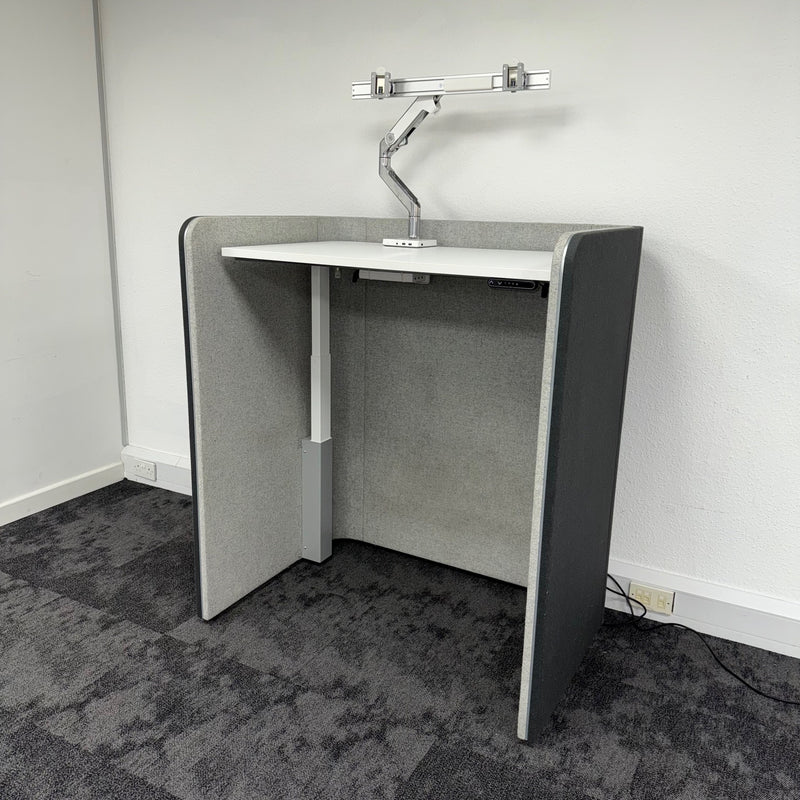 OCEE Design Den 1 Sit Stand Booth with Humanscale Monitor Arm