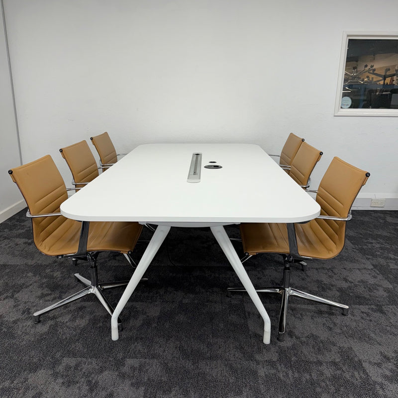 Used Herman Miller Meeting Table with ICF Una Leather Meeting Chairs