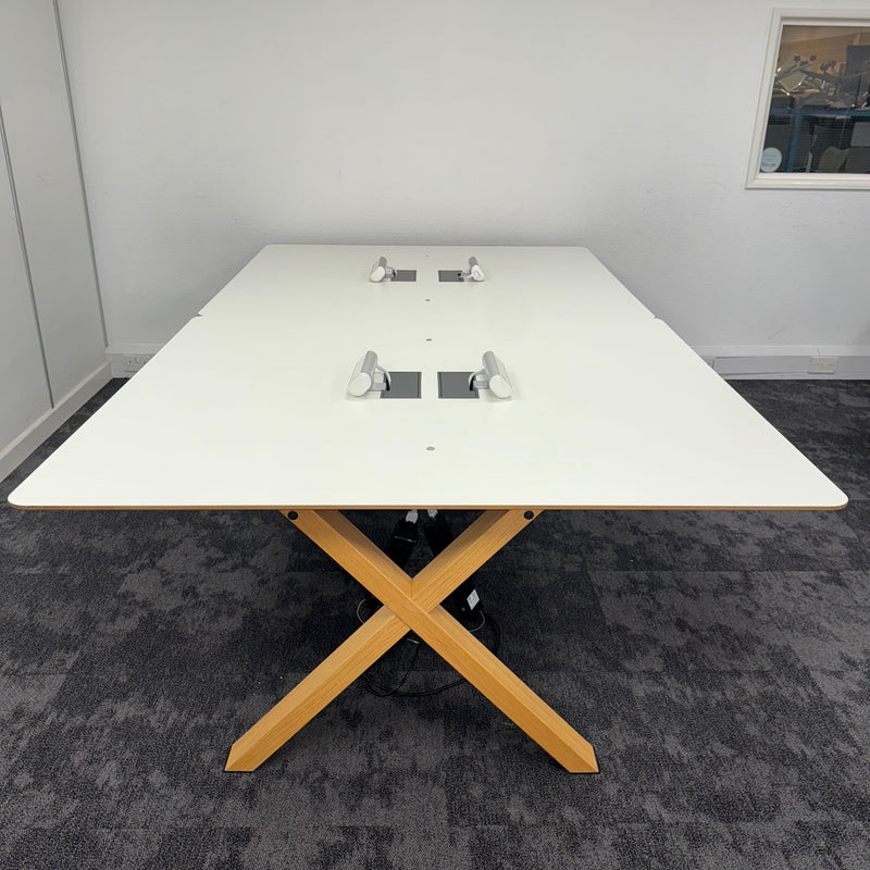 Used Koleksiyon Branded White Bench Desks with Power