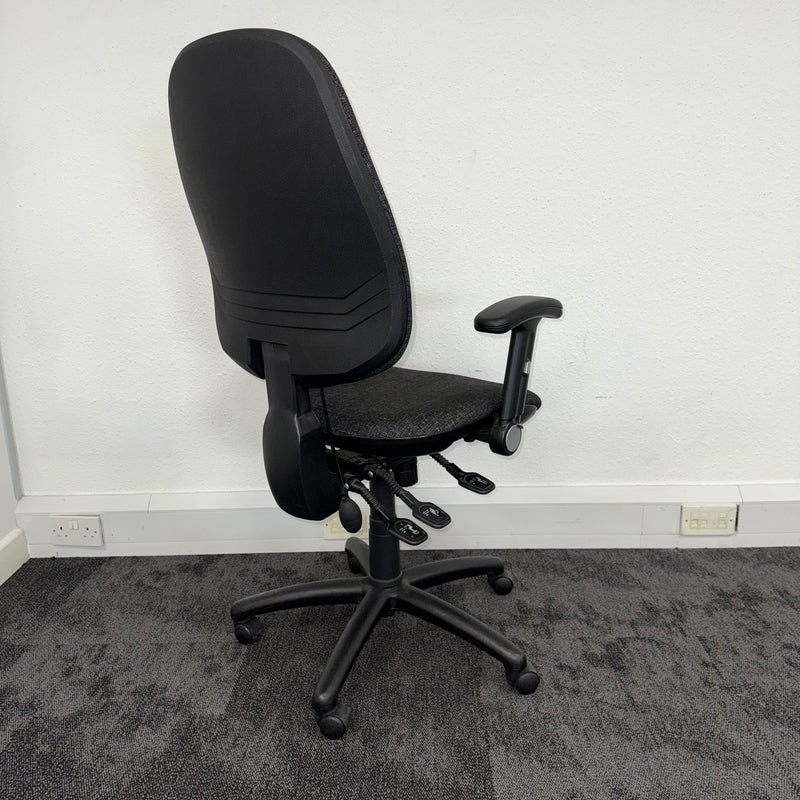 Used Multi Functional Task Chair with Lumbar Pump and Foldaway Arms