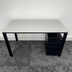 Used Single Bench Desk with Cable Tray and 3 Draw Pedestal