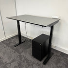 Used Mobili Dual Motor Height Adjustable Desk with Pedestal and Power