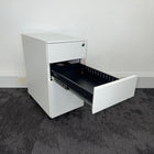 New White Steel Slimline 3 Draw Mobile Pedestal